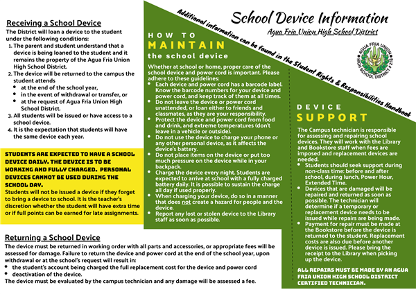 School Device Information flyer, page 1